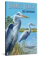 Orange Beach, Alabama - Blue Heron-Lantern Press-Stretched Canvas