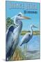 Orange Beach, Alabama - Blue Heron-Lantern Press-Mounted Art Print