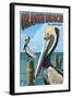 Orange Beach, Alabama - Brown Pelican-Lantern Press-Framed Art Print