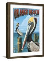 Orange Beach, Alabama - Brown Pelican-Lantern Press-Framed Art Print