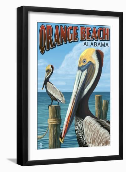 Orange Beach, Alabama - Brown Pelican-Lantern Press-Framed Art Print