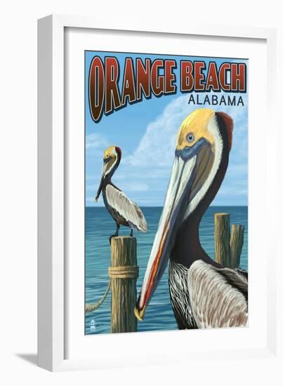 Orange Beach, Alabama - Brown Pelican-Lantern Press-Framed Art Print