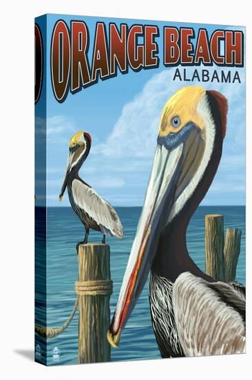 Orange Beach, Alabama - Brown Pelican-Lantern Press-Stretched Canvas