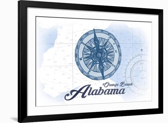 Orange Beach, Alabama - Compass - Blue - Coastal Icon-Lantern Press-Framed Premium Giclee Print