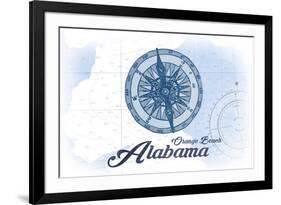 Orange Beach, Alabama - Compass - Blue - Coastal Icon-Lantern Press-Framed Premium Giclee Print