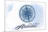 Orange Beach, Alabama - Compass - Blue - Coastal Icon-Lantern Press-Mounted Premium Giclee Print