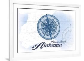 Orange Beach, Alabama - Compass - Blue - Coastal Icon-Lantern Press-Framed Art Print