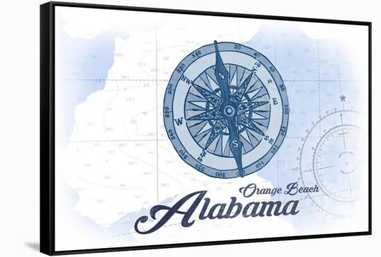 Orange Beach, Alabama - Compass - Blue - Coastal Icon-Lantern Press-Framed Stretched Canvas