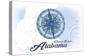 Orange Beach, Alabama - Compass - Blue - Coastal Icon-Lantern Press-Stretched Canvas