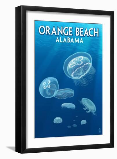 Orange Beach, Alabama - Jellyfish Scene-Lantern Press-Framed Art Print