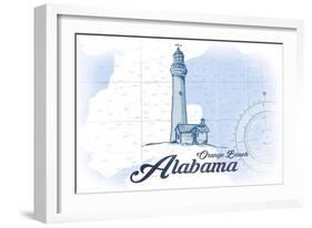 Orange Beach, Alabama - Lighthouse - Blue - Coastal Icon-Lantern Press-Framed Art Print