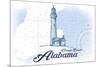 Orange Beach, Alabama - Lighthouse - Blue - Coastal Icon-Lantern Press-Mounted Art Print