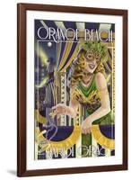 Orange Beach, Alabama - Mardi Gras Girl-Lantern Press-Framed Art Print