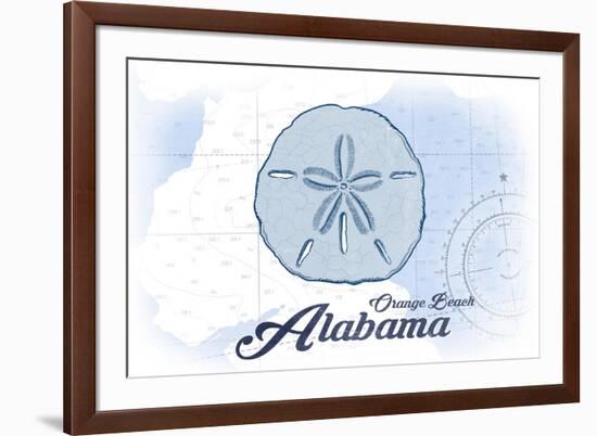 Orange Beach, Alabama - Sand Dollar - Blue - Coastal Icon-Lantern Press-Framed Art Print