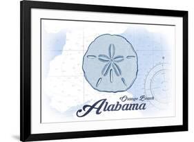 Orange Beach, Alabama - Sand Dollar - Blue - Coastal Icon-Lantern Press-Framed Premium Giclee Print