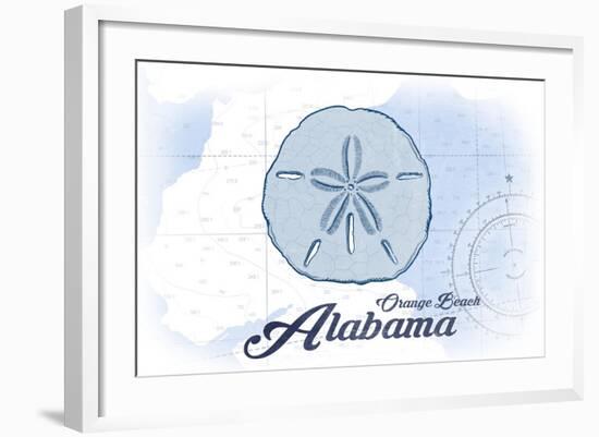 Orange Beach, Alabama - Sand Dollar - Blue - Coastal Icon-Lantern Press-Framed Art Print