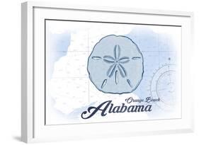 Orange Beach, Alabama - Sand Dollar - Blue - Coastal Icon-Lantern Press-Framed Art Print