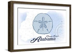 Orange Beach, Alabama - Sand Dollar - Blue - Coastal Icon-Lantern Press-Framed Art Print