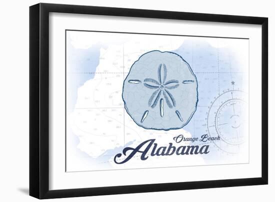 Orange Beach, Alabama - Sand Dollar - Blue - Coastal Icon-Lantern Press-Framed Art Print