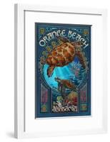 Orange Beach - Alabama - Sea Turtle Art Nouveau-Lantern Press-Framed Art Print