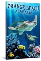Orange Beach, Alabama - Sea Turtles Swimming-Lantern Press-Stretched Canvas