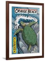 Orange Beach, Alabama - Sea Turtles Woodblock Print-Lantern Press-Framed Art Print