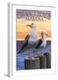 Orange Beach, Alabama - Seagulls-Lantern Press-Framed Art Print