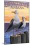 Orange Beach, Alabama - Seagulls-Lantern Press-Mounted Art Print