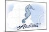 Orange Beach, Alabama - Seahorse - Blue - Coastal Icon-Lantern Press-Mounted Art Print