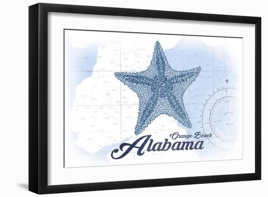 Orange Beach, Alabama - Starfish - Blue - Coastal Icon-Lantern Press-Framed Art Print