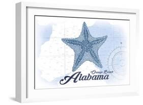 Orange Beach, Alabama - Starfish - Blue - Coastal Icon-Lantern Press-Framed Art Print