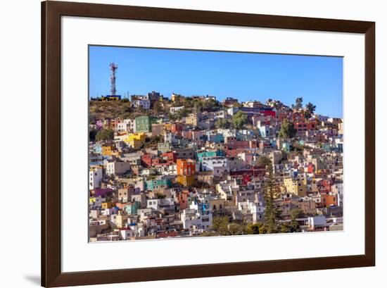 Orange, Blue, Red Houses of Guanajuato Mexico-William Perry-Framed Premium Photographic Print