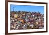 Orange, Blue, Red Houses of Guanajuato Mexico-William Perry-Framed Premium Photographic Print