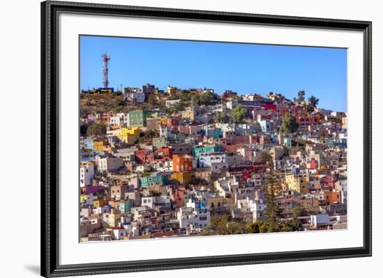 Orange, Blue, Red Houses of Guanajuato Mexico-William Perry-Framed Premium Photographic Print