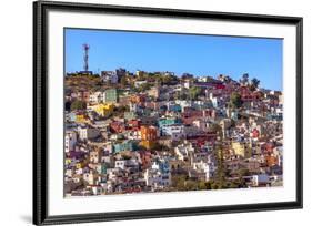 Orange, Blue, Red Houses of Guanajuato Mexico-William Perry-Framed Premium Photographic Print