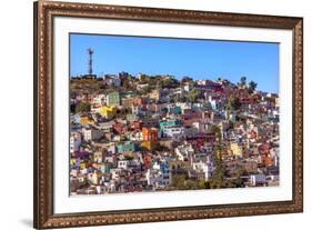 Orange, Blue, Red Houses of Guanajuato Mexico-William Perry-Framed Premium Photographic Print