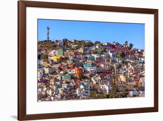 Orange, Blue, Red Houses of Guanajuato Mexico-William Perry-Framed Premium Photographic Print