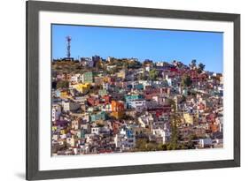 Orange, Blue, Red Houses of Guanajuato Mexico-William Perry-Framed Premium Photographic Print