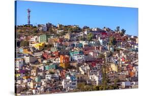 Orange, Blue, Red Houses of Guanajuato Mexico-William Perry-Stretched Canvas