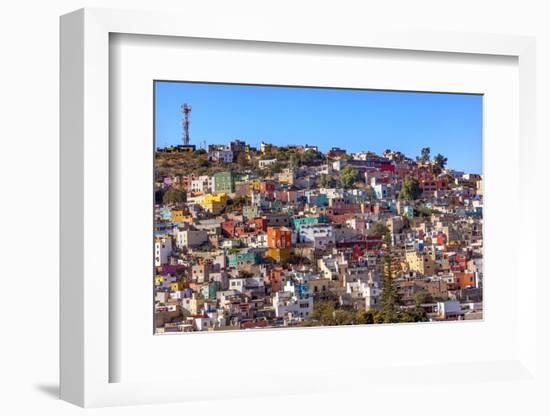 Orange, Blue, Red Houses of Guanajuato Mexico-William Perry-Framed Photographic Print