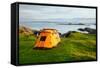 Orange Camping Tent on a Shore in a Morning Light-naumoid-Framed Stretched Canvas