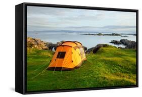Orange Camping Tent on a Shore in a Morning Light-naumoid-Framed Stretched Canvas