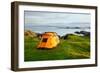 Orange Camping Tent on a Shore in a Morning Light-naumoid-Framed Photographic Print