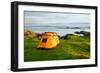 Orange Camping Tent on a Shore in a Morning Light-naumoid-Framed Photographic Print