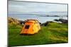 Orange Camping Tent on a Shore in a Morning Light-naumoid-Mounted Photographic Print