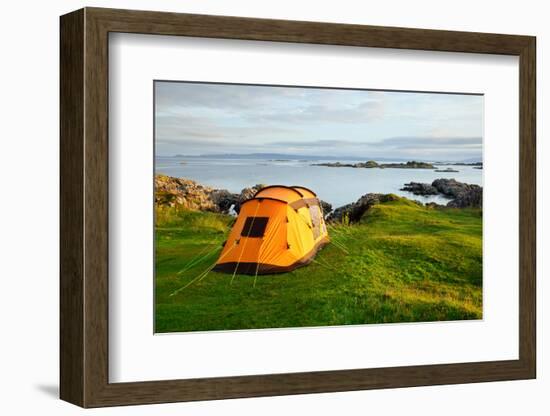 Orange Camping Tent on a Shore in a Morning Light-naumoid-Framed Photographic Print