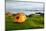 Orange Camping Tent on a Shore in a Morning Light-naumoid-Mounted Photographic Print