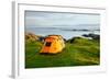 Orange Camping Tent on a Shore in a Morning Light-naumoid-Framed Photographic Print