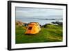 Orange Camping Tent on a Shore in a Morning Light-naumoid-Framed Photographic Print