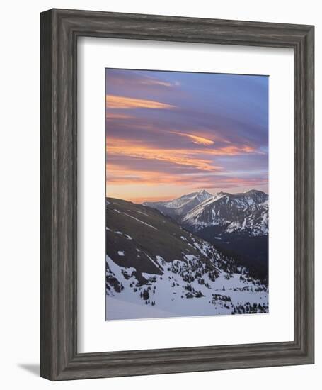 Orange Clouds at Dawn Above Longs Peak, Rocky Mountain National Park, Colorado-James Hager-Framed Photographic Print